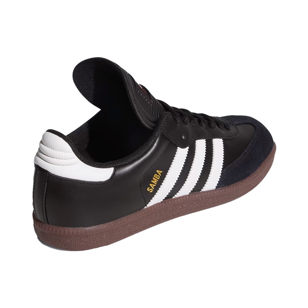 adidas Men’s Black classic Sneakers with White Stripes and Gum Sole - Picture 3 of 6